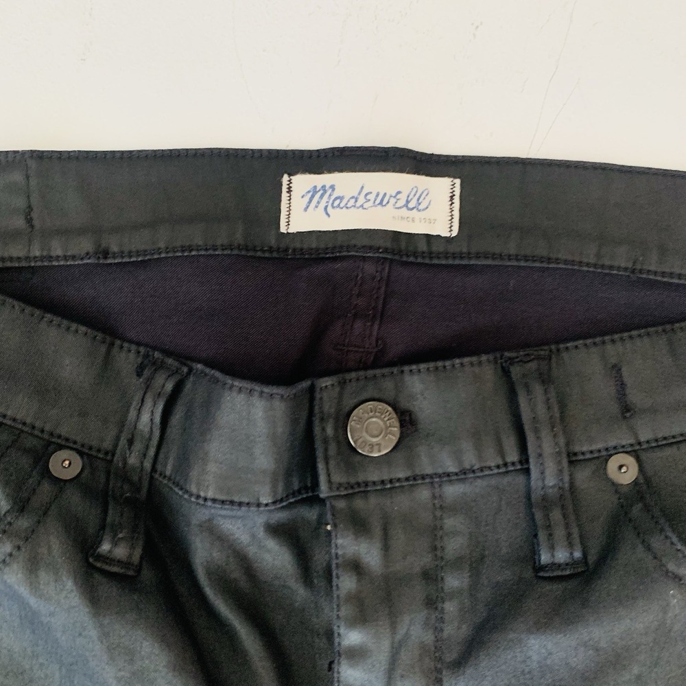 Madewell Women's 32 Black Skinny Jeans Coated Edition Denim - Picture 4 of 10